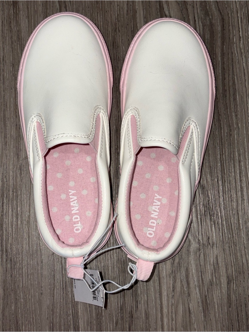 Old Navy White and Light Pink Girls Slip-Ons